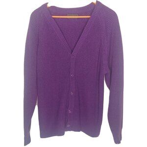 Vintage 1990s Womens L XL Purple V Neck Cardigan Sweater V Neck PurpleRetro